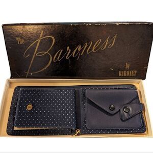 Vintage Blue and‎ white polka dot wallet
